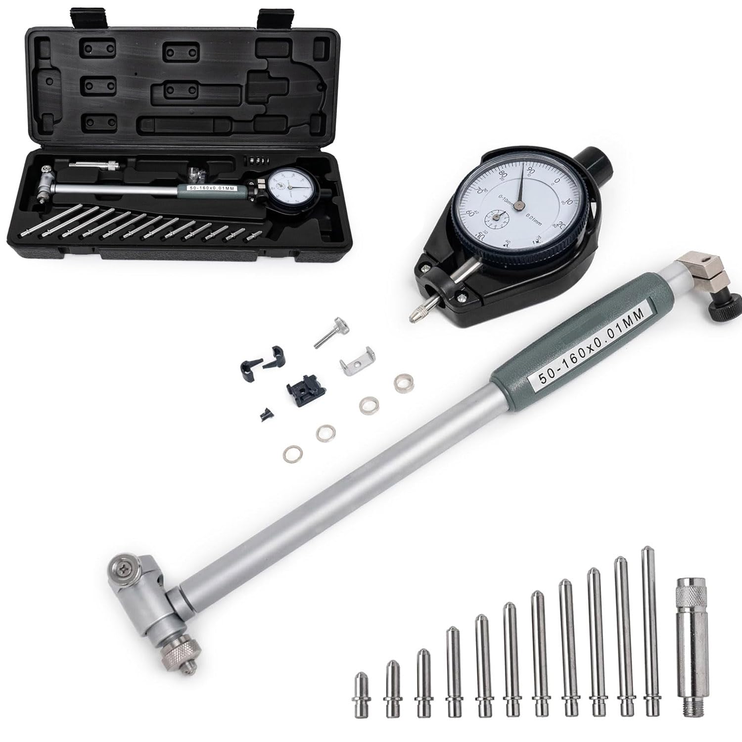 Misuratore Diametro Interno 50-160 mm 0.01 mm con Sonde per Cilindri Motori