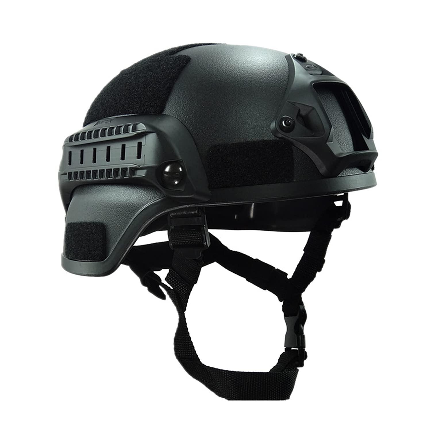 Willbebest Airsoft Paintball Helmet MICH 2000/MICH 2002/PJ Type Without Visor Goggles Fast Tactical Helmet with NVG Mount and Side Rails (Black MICH 2000 Helmet)