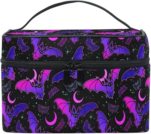 Miniatura 6 de Bolsa de maquillaje, bolsa organizadora de maquillaje de viaje con calavera y flores, neceser para niñas, mujeres y mujeres, Dibujos animados 164