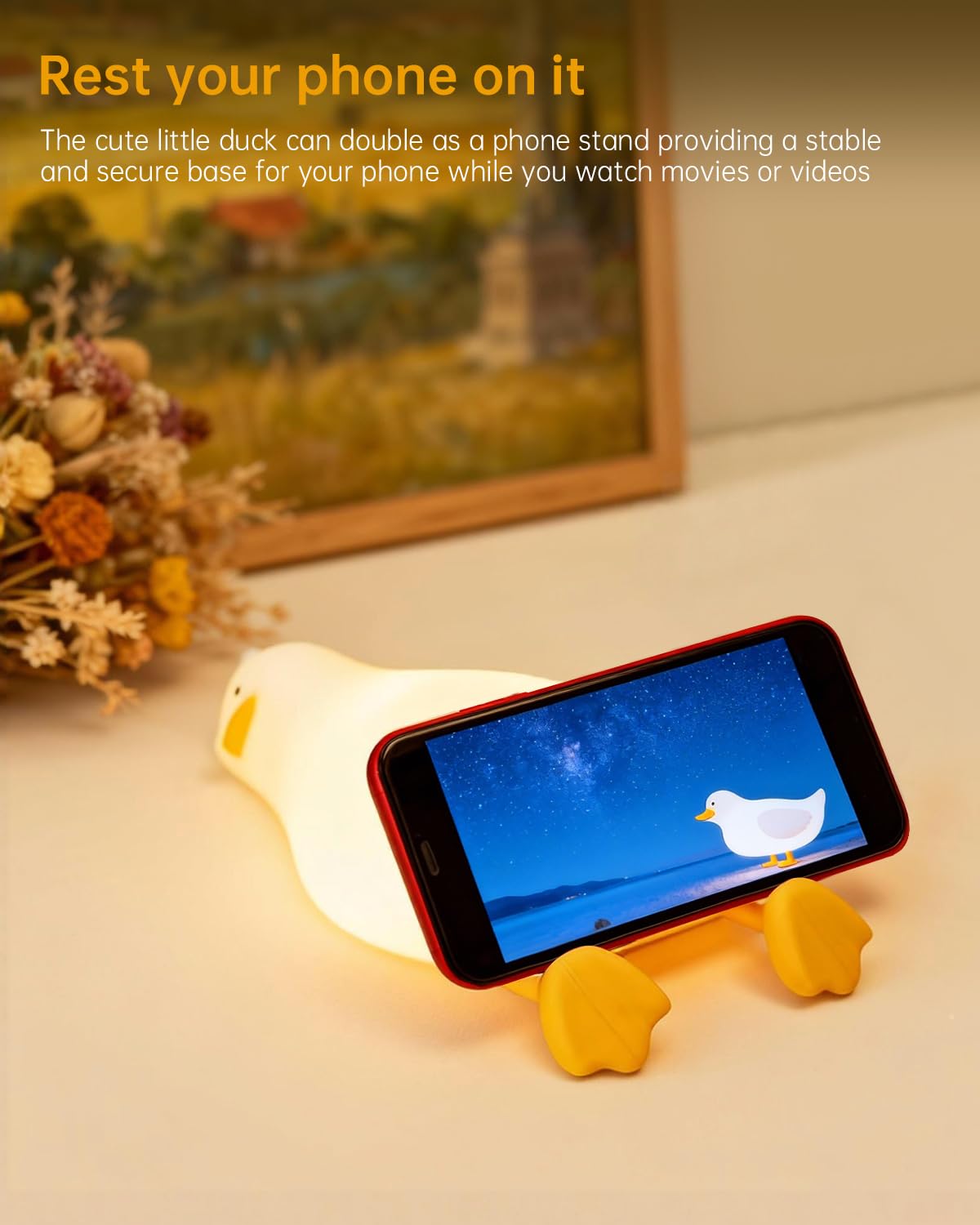 Bonita luz nocturna de pato de silicona, 3 niveles regulables, control táctil, recargable, junto a la lámpara de guardería, decoración de escritorio, luz nocturna para lactancia, bebé, niños, regalos