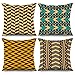 Aoihrraan Poszewki na poduszki 41 x 41 cm, nowoczesne geometryczne poszewki na poduszki, dekoracyjne, kwadratowe, lniane poszewki na poduszki z niewidocznym zamkiem błyskawicznym, na sofę, do samochodu, sypialni, 4 sztuki