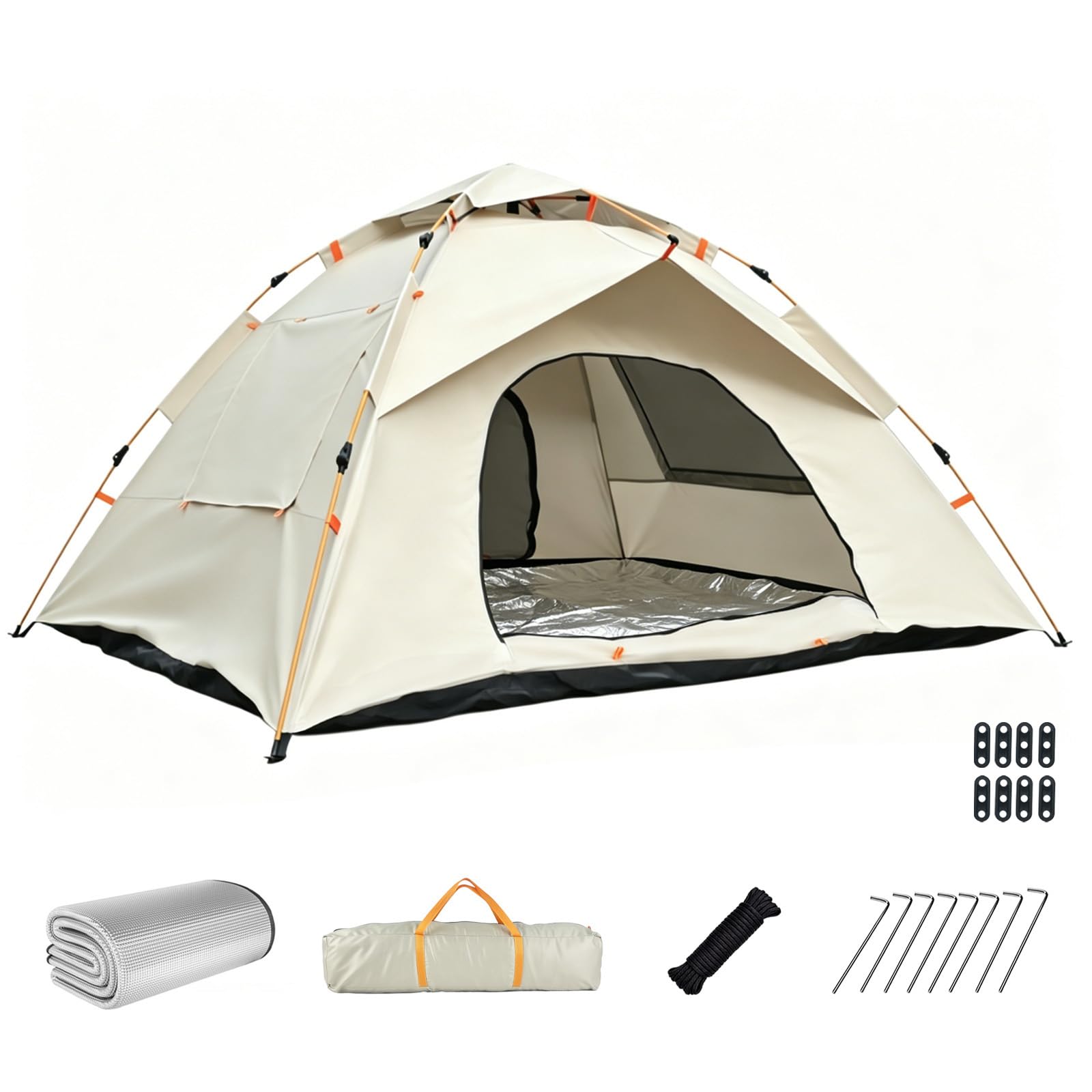 テント 3-4人用　ワンタッチテント シルバーコーティング 自動開閉　UV高遮光 Amazon.co.jp: テント 3-4人用【2026春夏モデル】Galacthic ワンタッチ