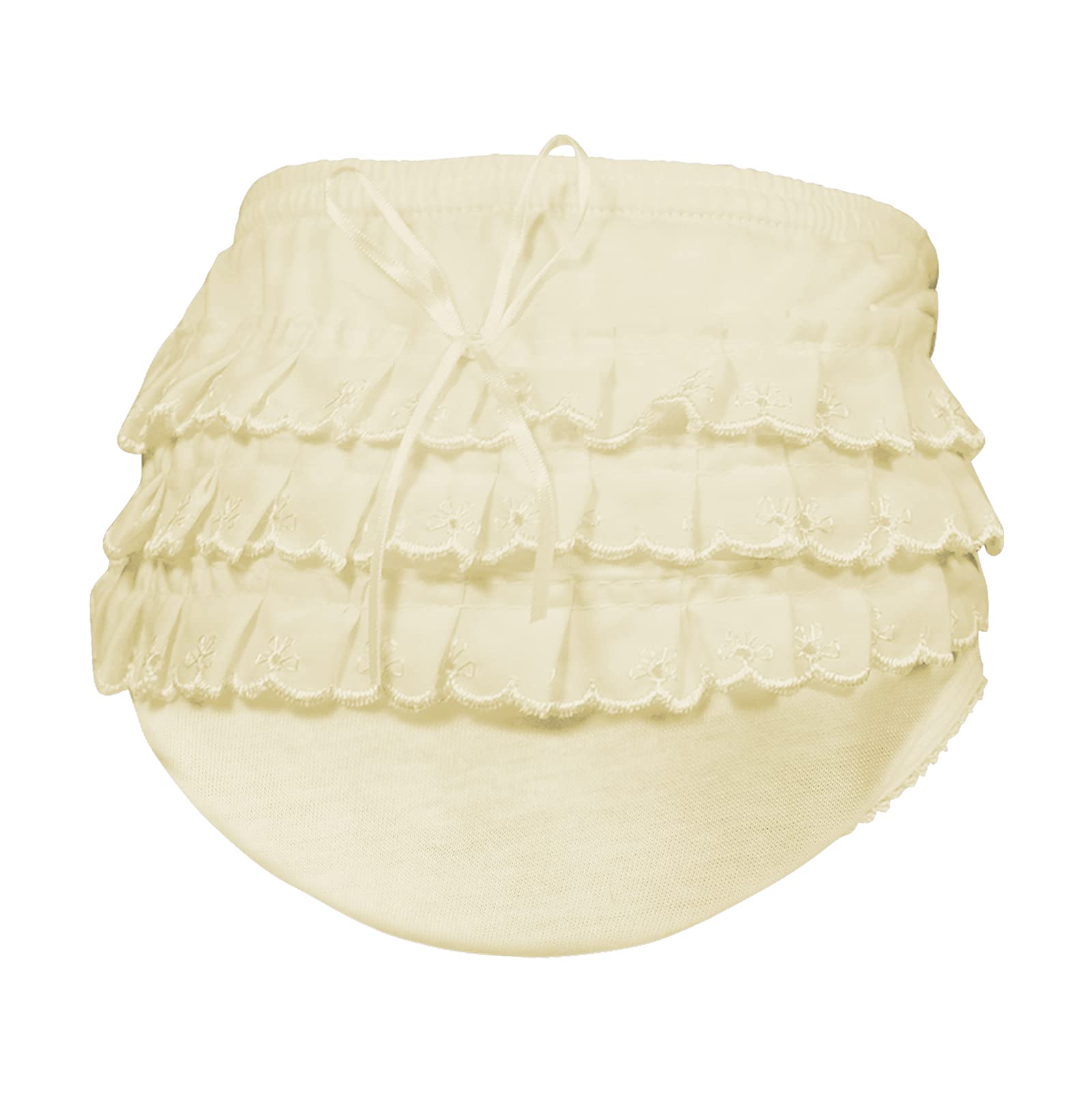 PICCOLO HOSIERY Baby Girls Newborn Cotton Rhumba Ruffle Lace Panty - Diaper Cover Bloomer
