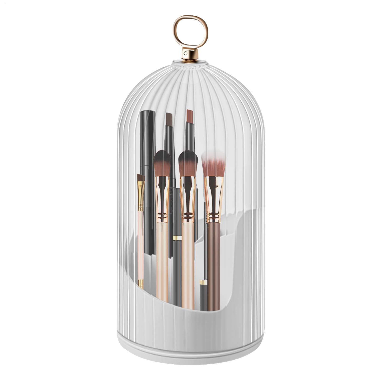 Support rotatif pour pinceaux de maquillage au design minimaliste pour coiffeuse moderne