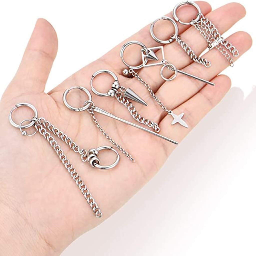 20 Pcs Stainless Steel Huggie Hinged Hoop Earrings, Women Kpop Dangle Earrings Jewelry