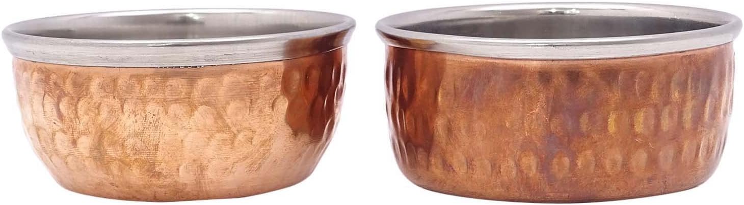 2 Pcs Copper Bowl Set Katori Traditional Tableware Indian Kitchen Accessories