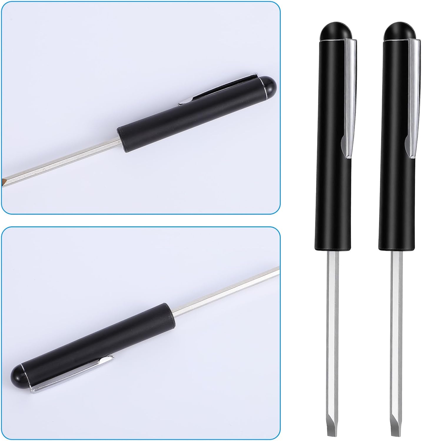 2 PCS Mini Pocket Screwdriver with Magnetic Slotted Tips Reversible Double Ended Bit - Phillips and Flat Head