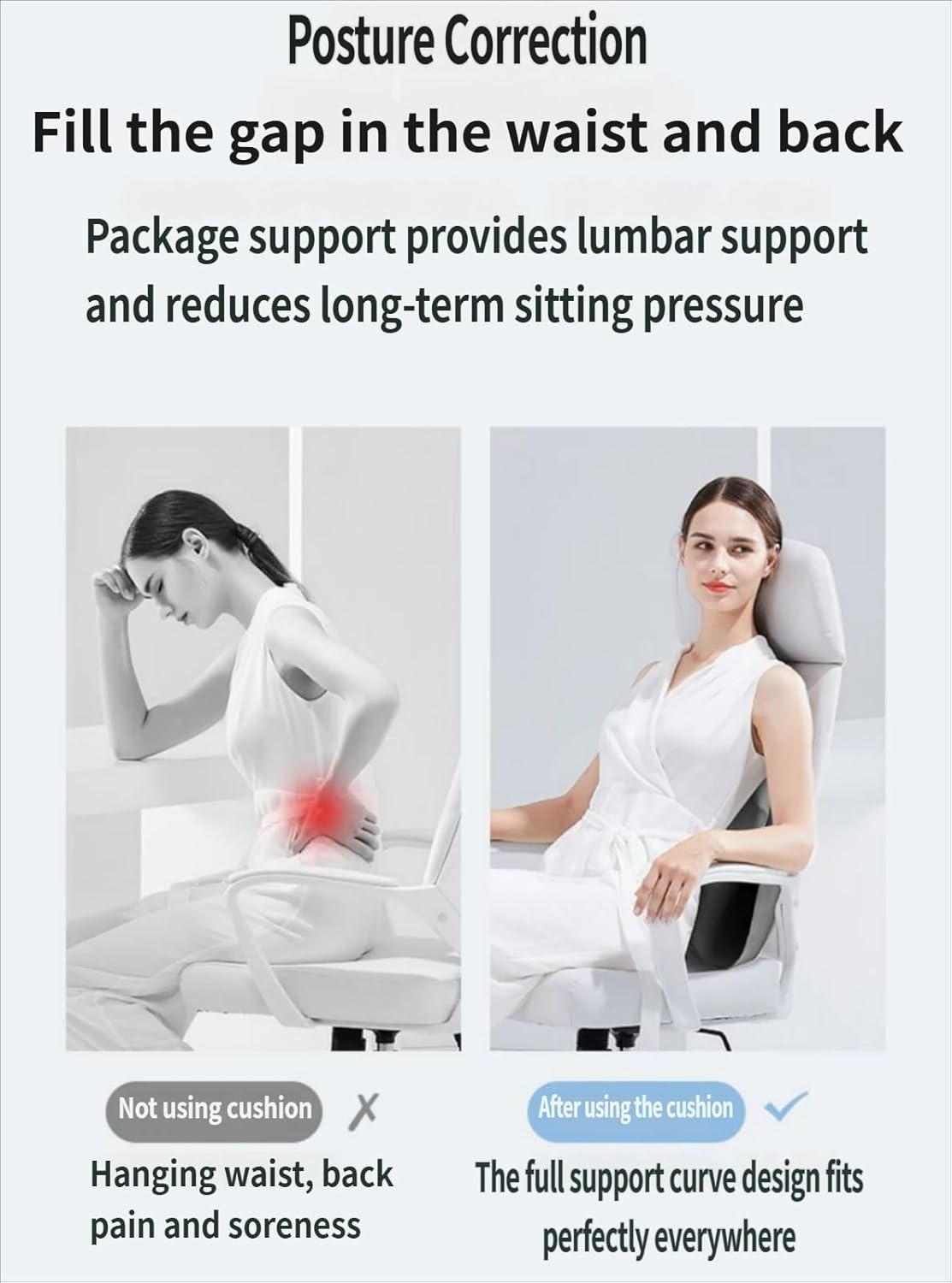 Memory Foam Lumbar Support Pillow for Office Chairs and Cars - Washable Cover, Pain Relief Cushion(Brown)