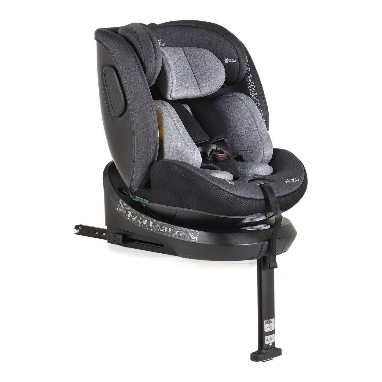 Cangaroo seggiolino bambini Hoku i-Size (40-150cm) gruppo 0/1/2/3 gamba sostegno, colorazione:grigio