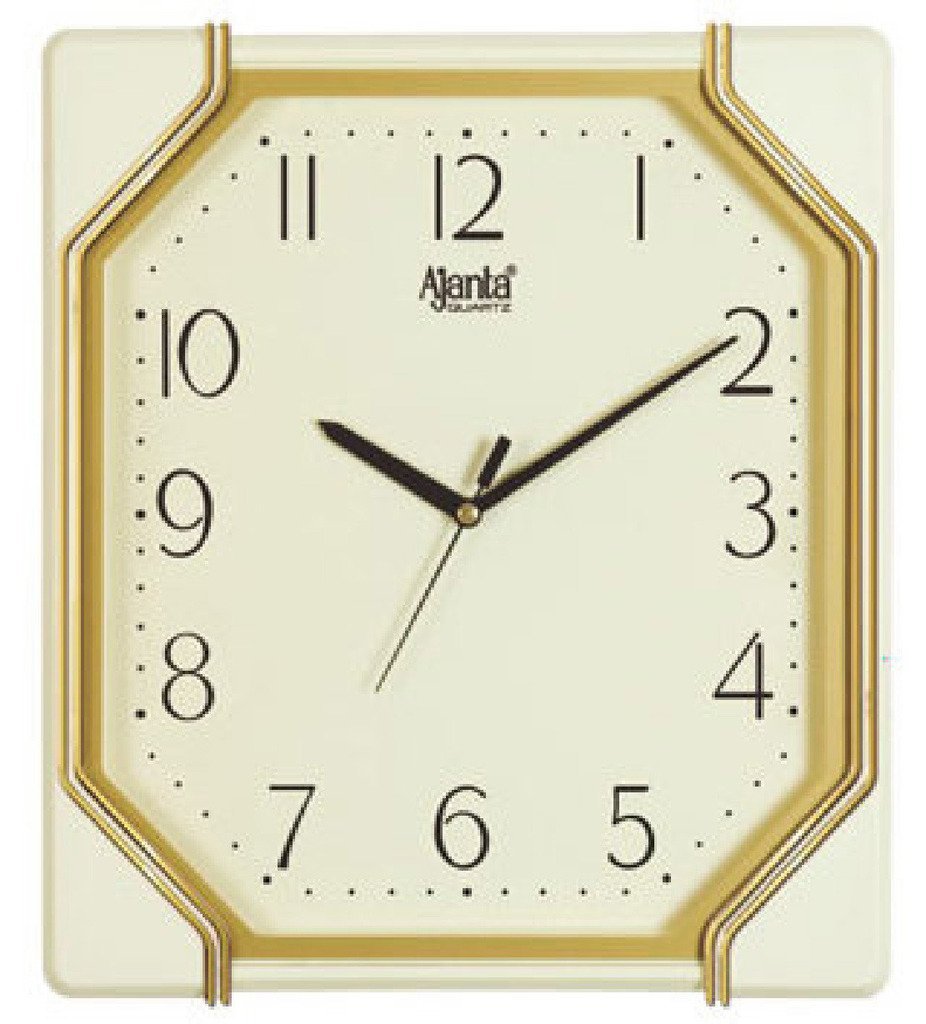 Ajanta Abstract Quartz Plastic Wall Clock (617, 28.6x26.3 cm, Ivory)