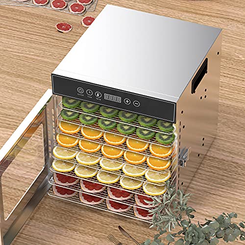 8 Etagen Dörrgerät Küche Dörrautomat Food Dryer Edelstahlgestelle Elektrischer Obst und Gemüse Trockner 400W für Obst Kräuter Pilze Fisch – Bild 3