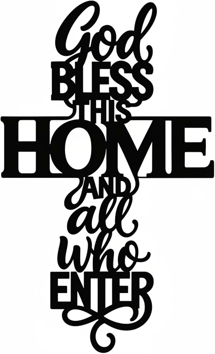 Pelopy God Bless This Home and All Who Enter Metal Cross Wall Decor