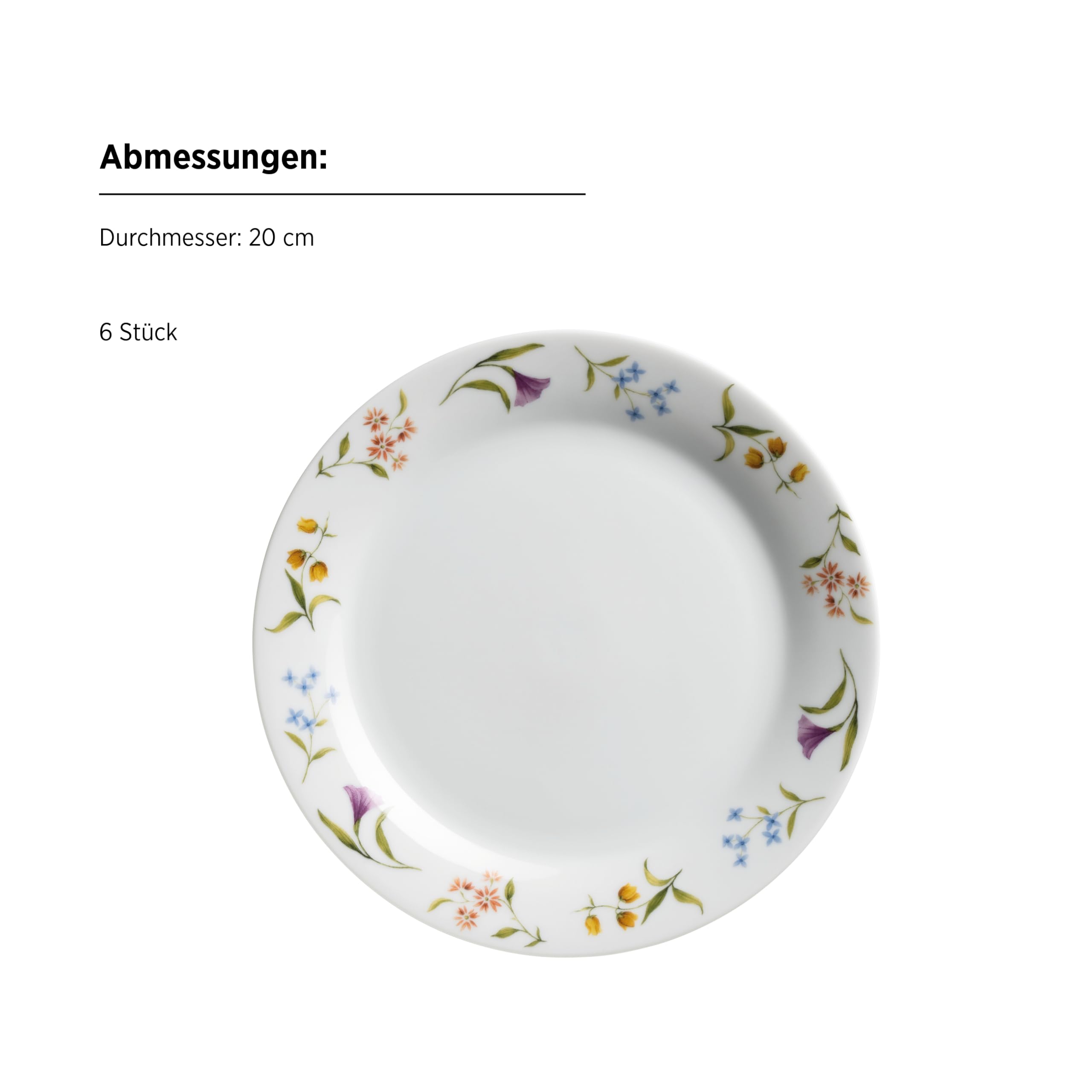 MÄSER Serie Zosma, hochwertiges Tellerset 18-tlg mit floralem Dekor, bestehend aus 6 Desserttellern, 6 tiefen Tellern und 6 flachen Tellern im Natural-Look, Porzellan, Weiß