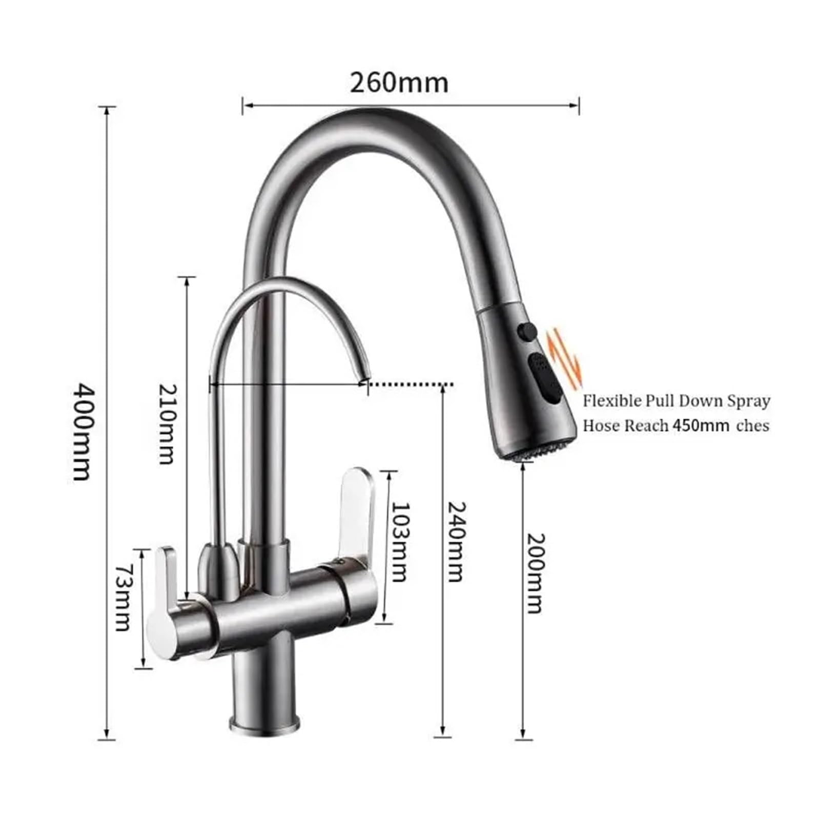 Miscelatore lavello a tre vie con filtro acqua for gru da cucina WF-0195(Matte Black)