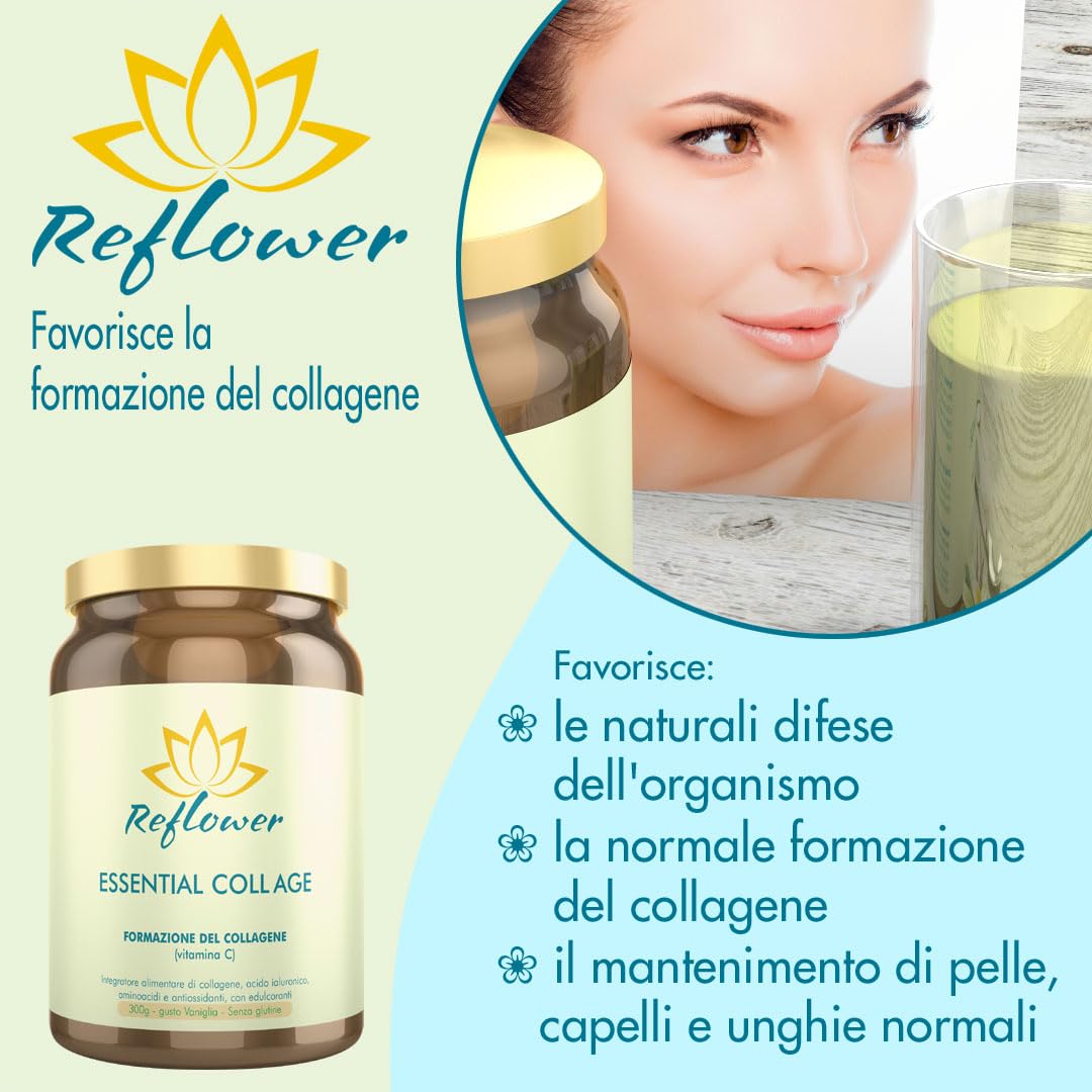Reflower - Essential Coll Age vaniglia 300g - Integratore di collagene e antiossidanti