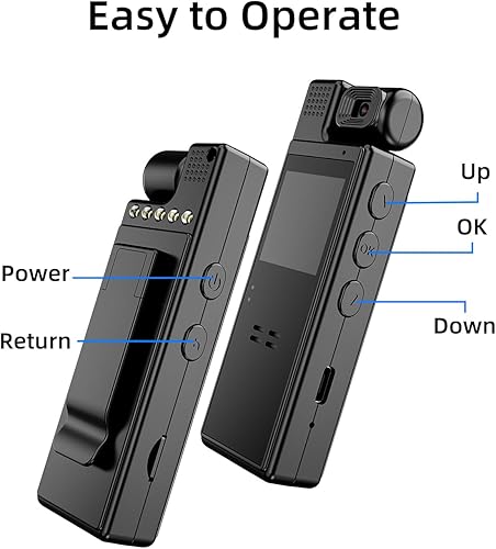 Miniatura 7 de Cámara corporal 64G con grabación de video, cámara de policía HD de 1080P con lente giratoria de 180, visión nocturna y batería de 6 horas de