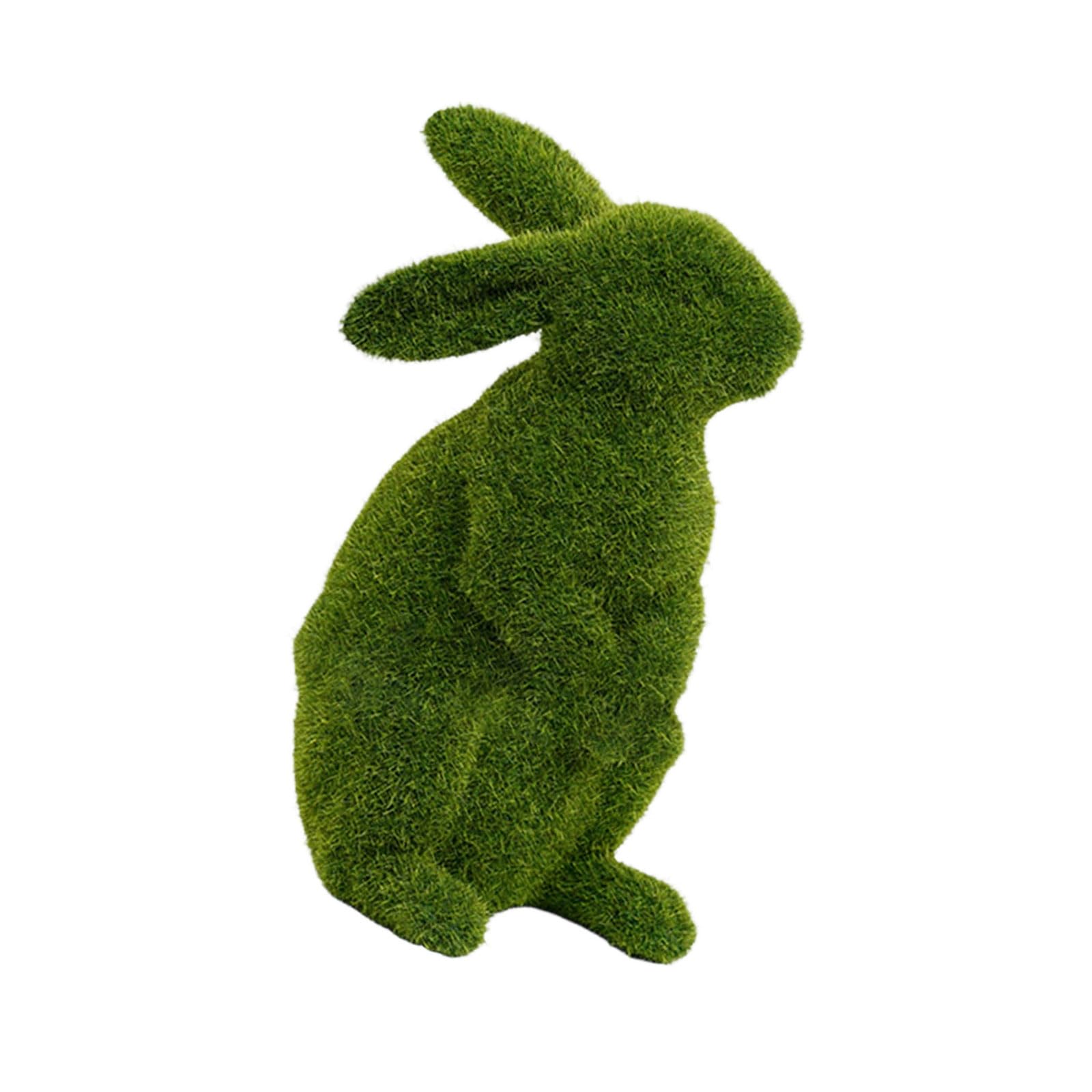 Kalttoy Resin Rabbits Flocking Statue with Solar Light for Outdoor Patios Display Easter Bunnies Decors