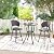 VICLLAX Patio 3 Pieces Outdoor Bar Set, 27.6" Round Bar Height Table with Umbrella Hole and 2 Swivel Rattan Chairs, Outdoor Bistro Set for Lawn, Garden, Porch, Dark Grey/Grey
