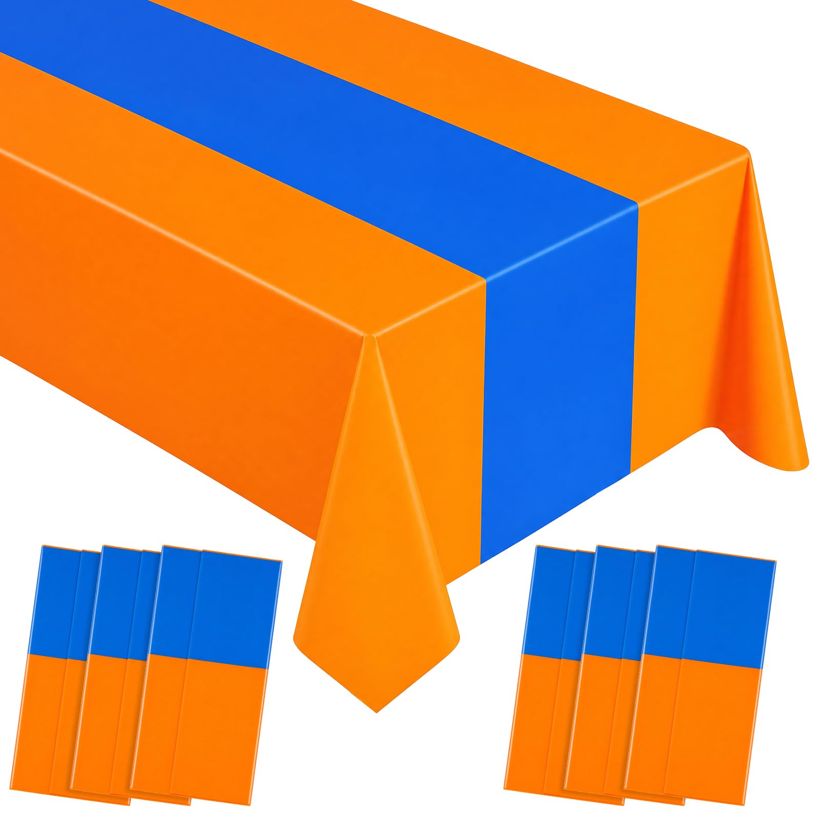 Oudain 6 Pcs Halloween Plastic Table Cloths 54" x 108", Orange, Blue