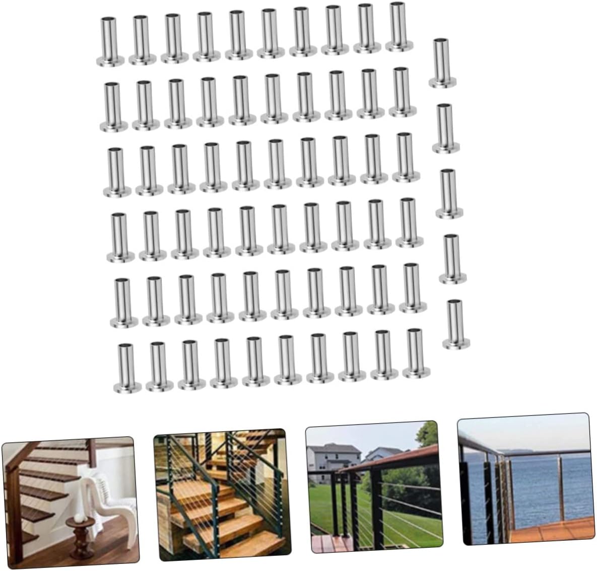 65pcs Stainless Steel Wire Harness Deck Cable Protective Sleeve Cable Railing Grommet Kit