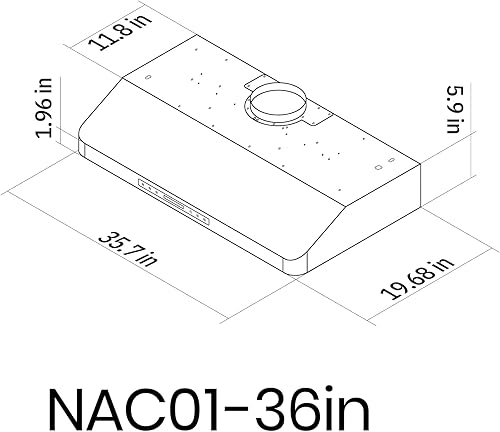 Miniatura 6 de EKON Campana extractora debajo del gabinete de 36 pulgadas, ventilación de chimenea de cocina de acero inoxidable 900 CFM, control de pantalla
