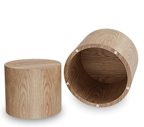 Miniatura 7 de Homtique Juego de 2 mesas auxiliares redondas de madera para espacios pequeños, juego de mesa auxiliar redonda para sala de estar, dormitorio,