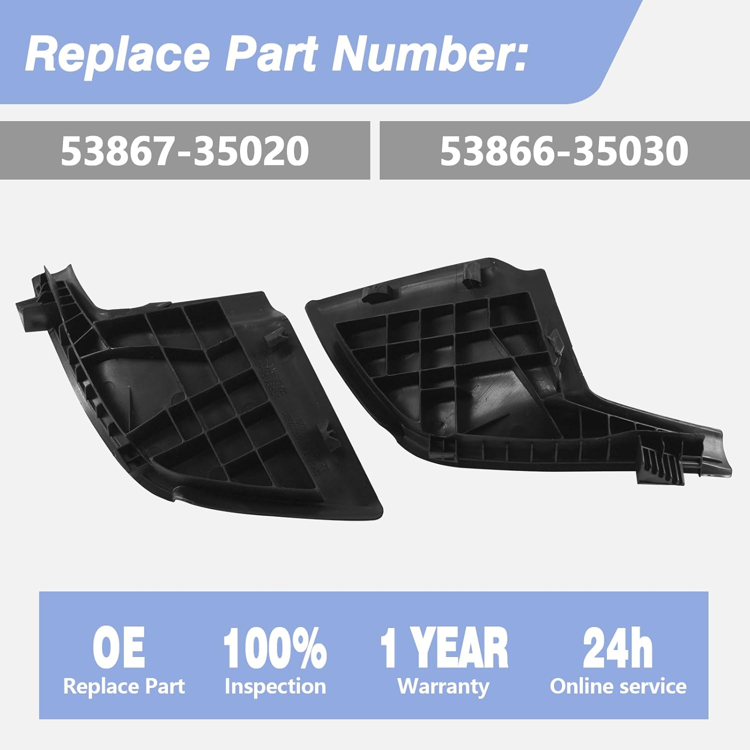 1 Pair Windshield Wiper Cowl Side Cover Trim Fits for 2010-2023 Toyota 4Runner Replaces 53867-35020 53866-35030 (Left and Right Side)