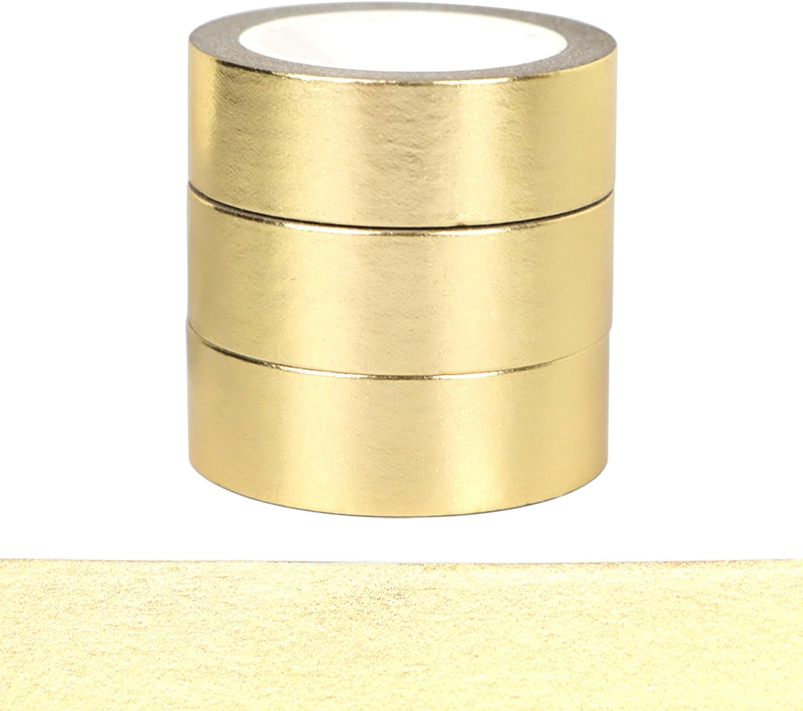 NatSumeBasics 3 Gold Washi Tapes Metallic Masking Tape 32ft. x 0.6in. Craft Foil Washi Tapes Stickers Self-Adhesive DIY Decoration TV Wall Holiday (Gold)