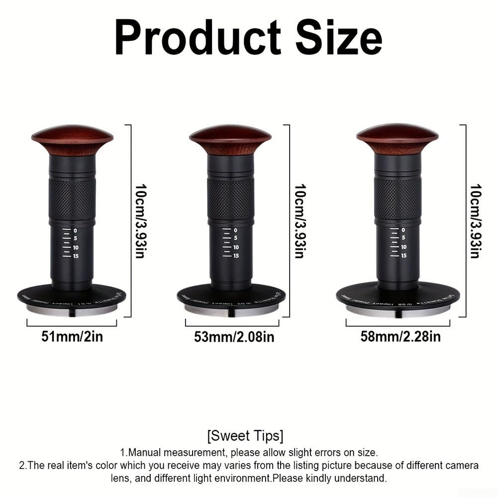 Prensador de espresso con entrega de presión con resorte de precisión, almacenamiento magnético para espacio de trabajo desordenado y base ondulada para aumentar la extracción, disponible en 51 mm, 53