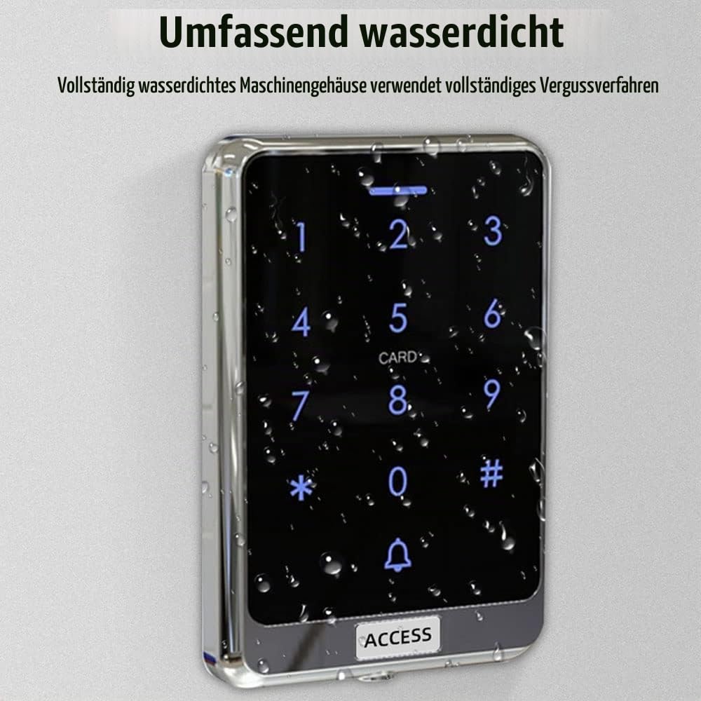 YAVIS Kompletter Satz des Wasserdichten RFID-Touchscreen-Zugangskontrollers IP68180KG elektromagnetisches Schloss, DC 12V 3A Netzteil, Ausgangstaste, 10 Schlüsselanhänger X13