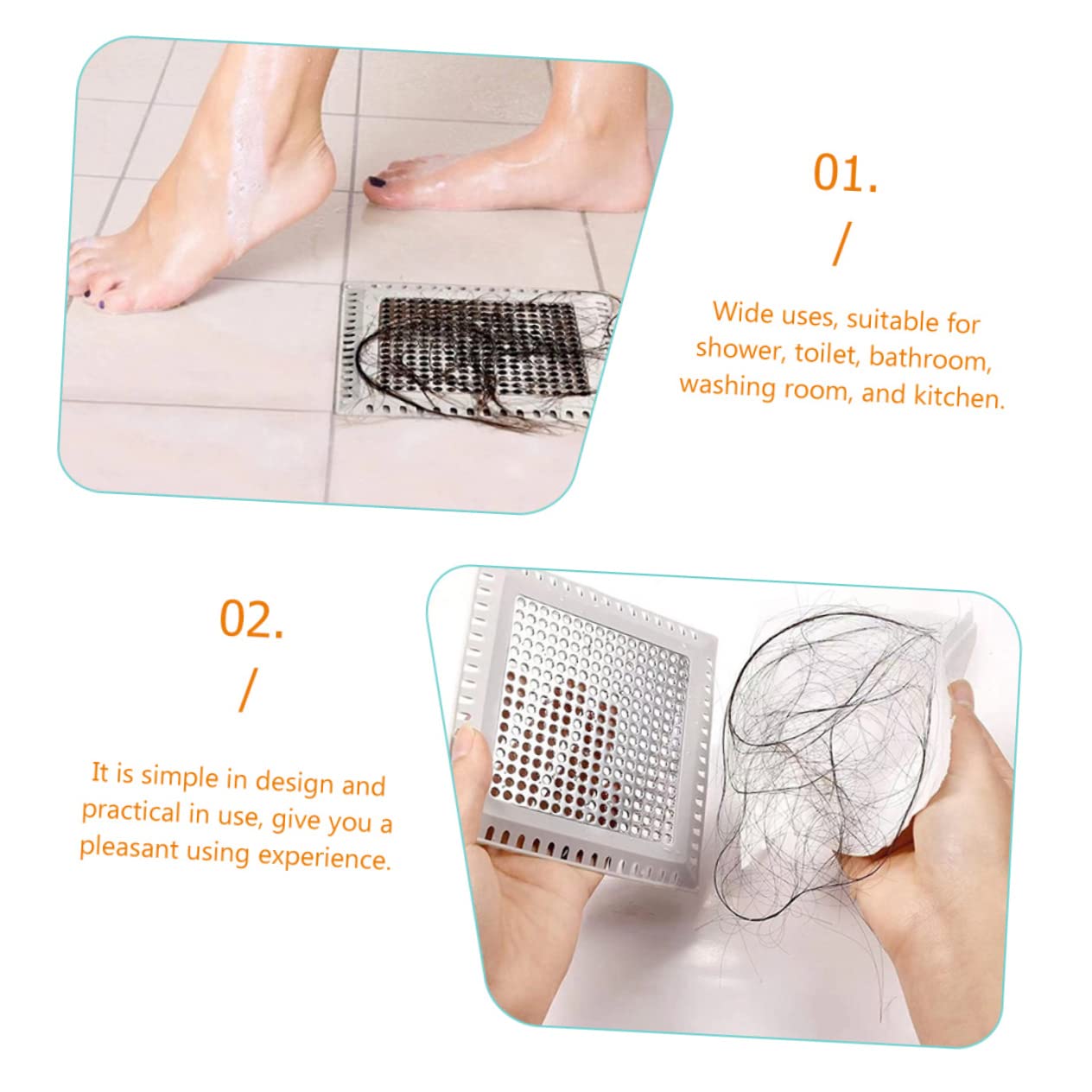 Operitacx 4 Piezas Cubierta De Drenaje De Piso Anti-Bloqueo Tapón para El Pelo De La Ducha Recogedor De Pelo De Bañera Baño Tapón De Pelo De Cocina Drenar Trampa Malla Acero Inoxidable Plata