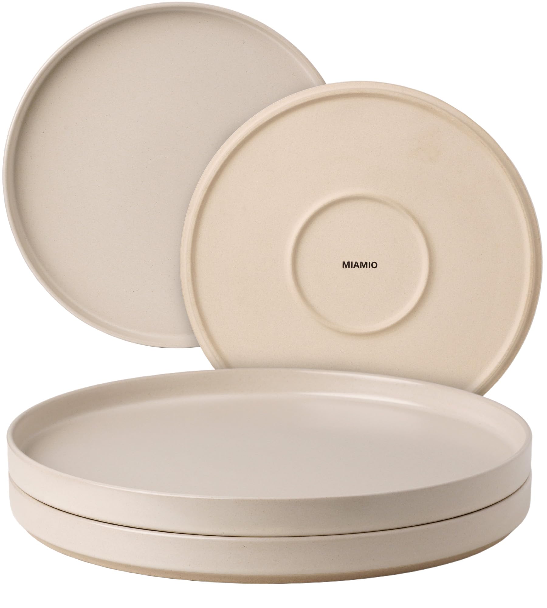 MIAMIO – Juego de platos para 4/Juegos de Vajilla para 4 Personas, Gres Mate Beige, Lavavajillas y Apto para Microondas – Colección Sierra (Claro, Platos Pequeños (4x))