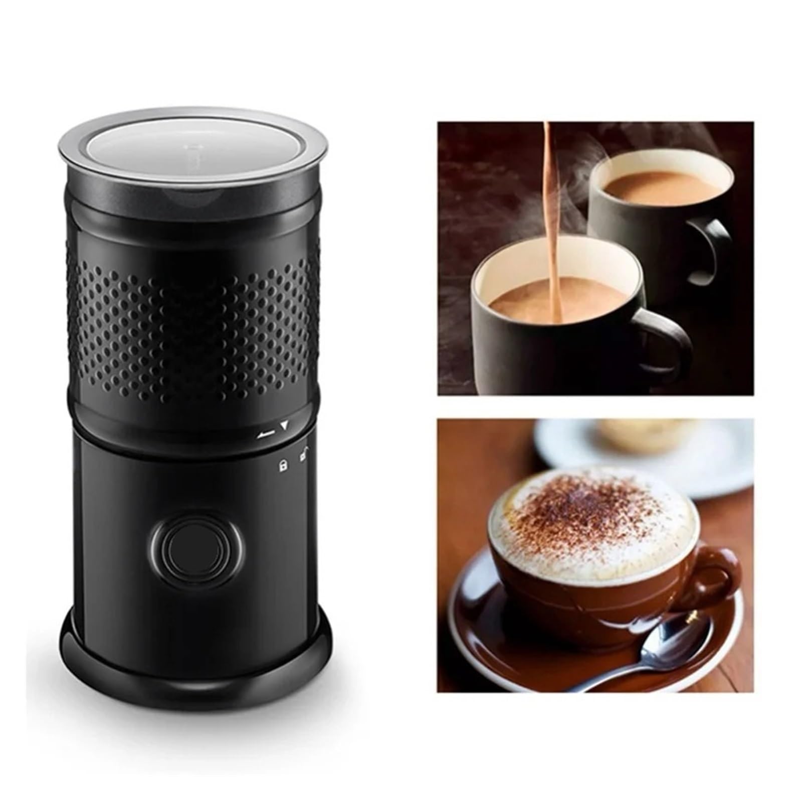 Kompatibel for Haushalts-Milchdampfer, Heiß-Kaltaufschäumer, Schokoladenmischer, Latte-Cappuccino-Schaummaschine(Black,EU)