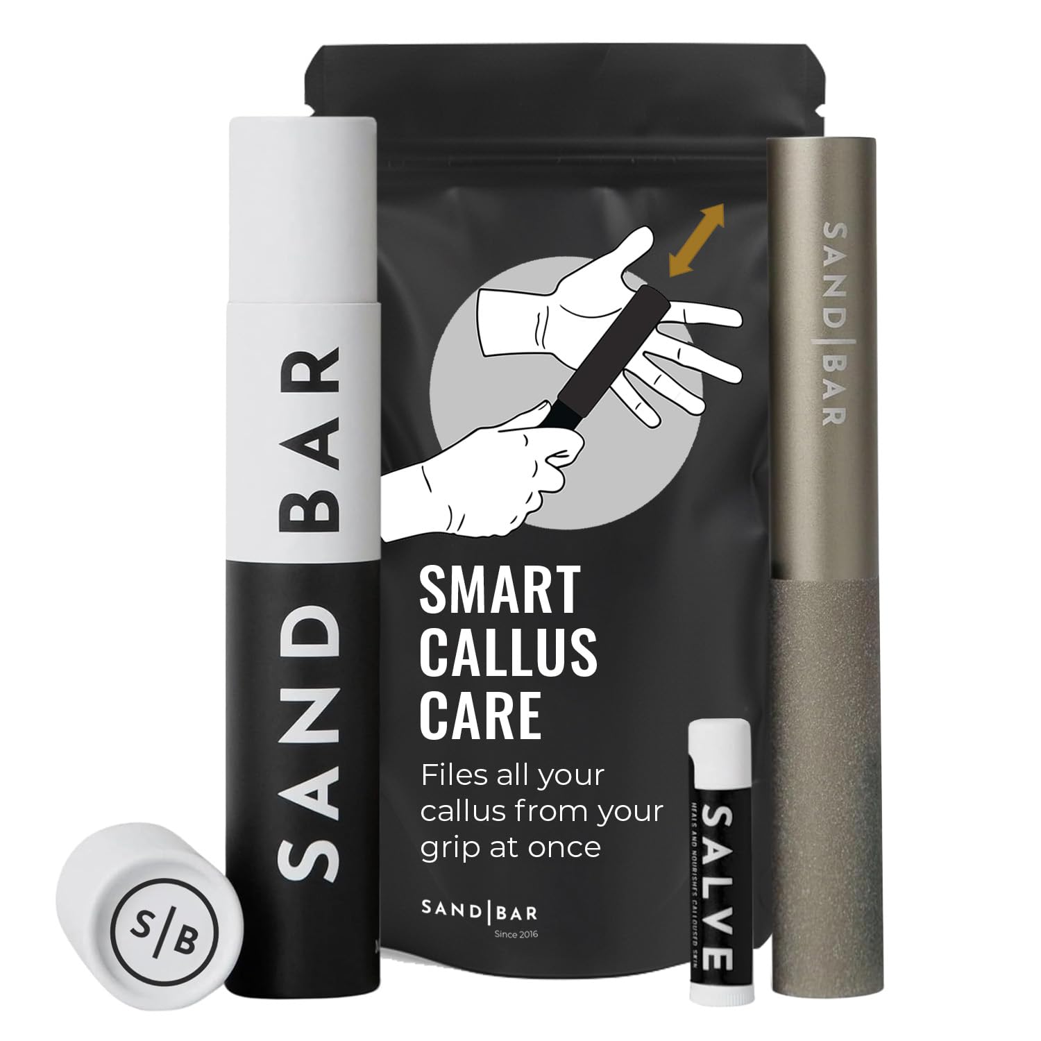 SandBar Callus Remover Tool, File for Hands, Durable Aluminum Tool Callus Shaver, Palm and Heel Dead Skin Removal, Includes Nourishing Salve, Ideal for Athletes, Climbers, Gym Enthusiasts - Aluminum