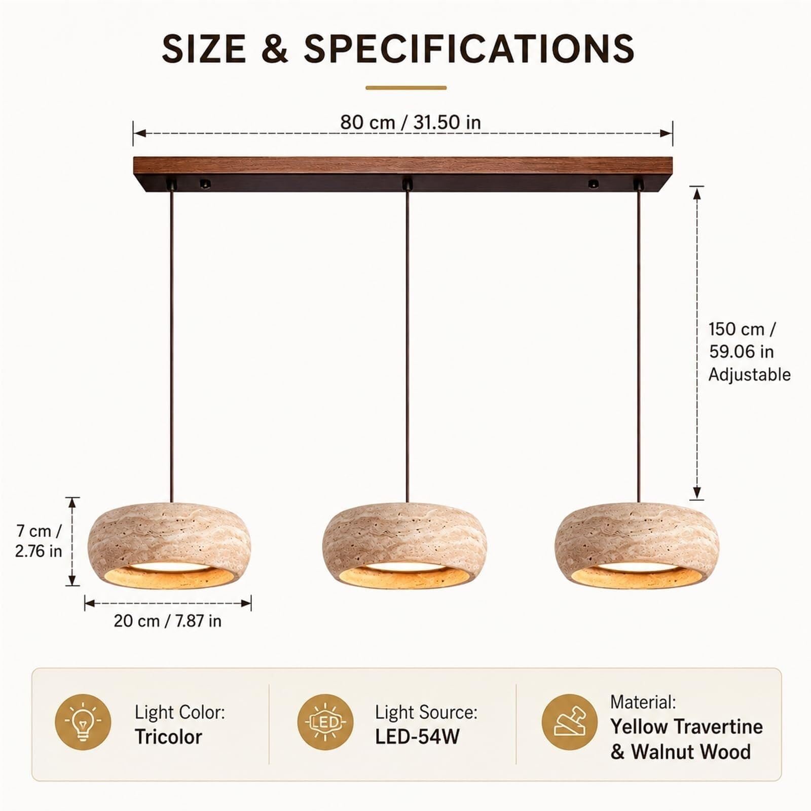 Lampada sospensione travertino 3 luci paralume pietra cavo regolabile | Lampada sospensione travertino 3 luci paralume pietra cavo regolabile design moderno minimale soffitto soggiorno camera