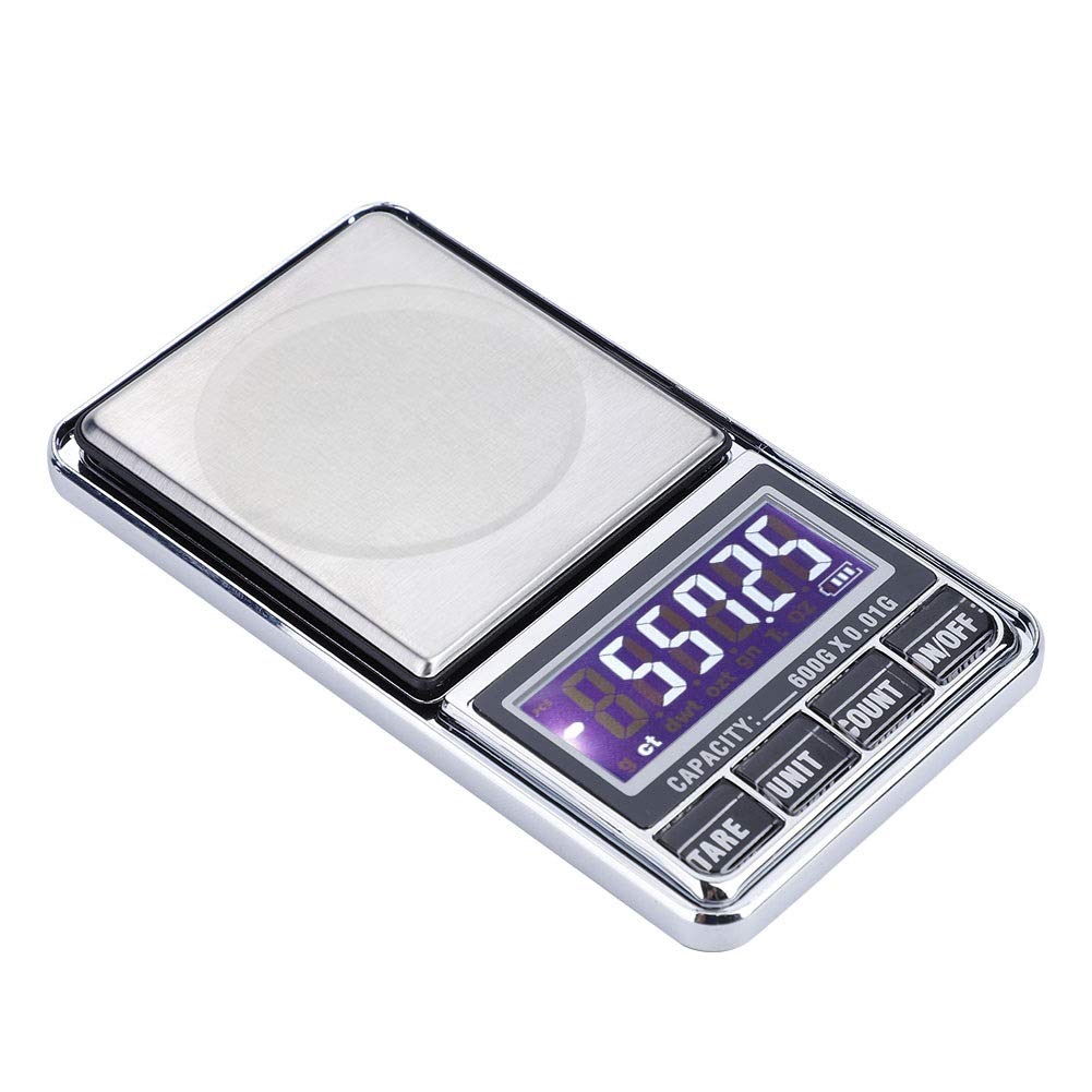Regun Silver Digital Weighing Scale - Usb High Precision Balance Digital Electronic Pocket Weight Gram Scale 1000G/0.1G 600G/0.01G (Size : 600G/0.01G)
