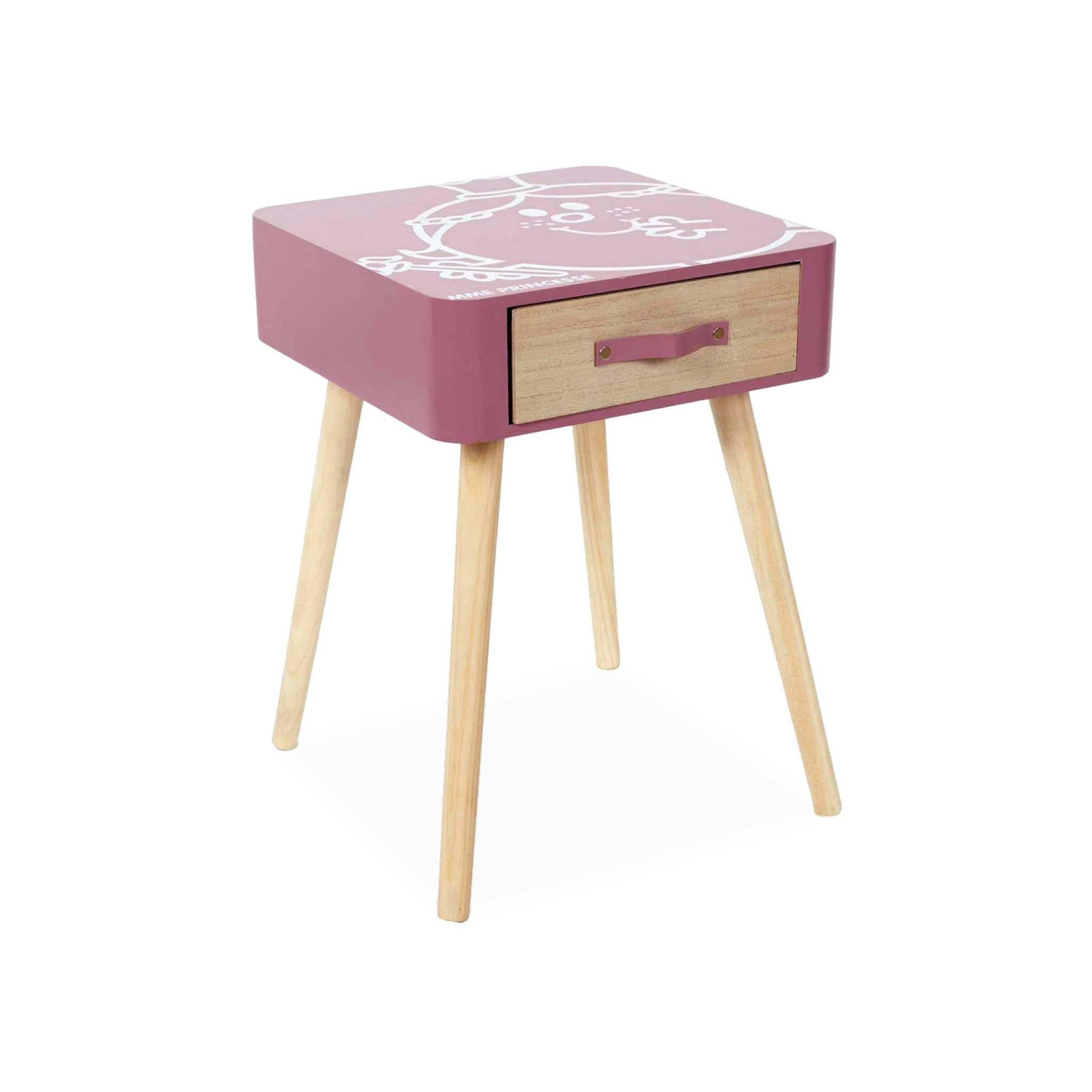 sweeek - Table de Chevet Enfant Collection Monsieur/Madame. Madame Princesse. Rose