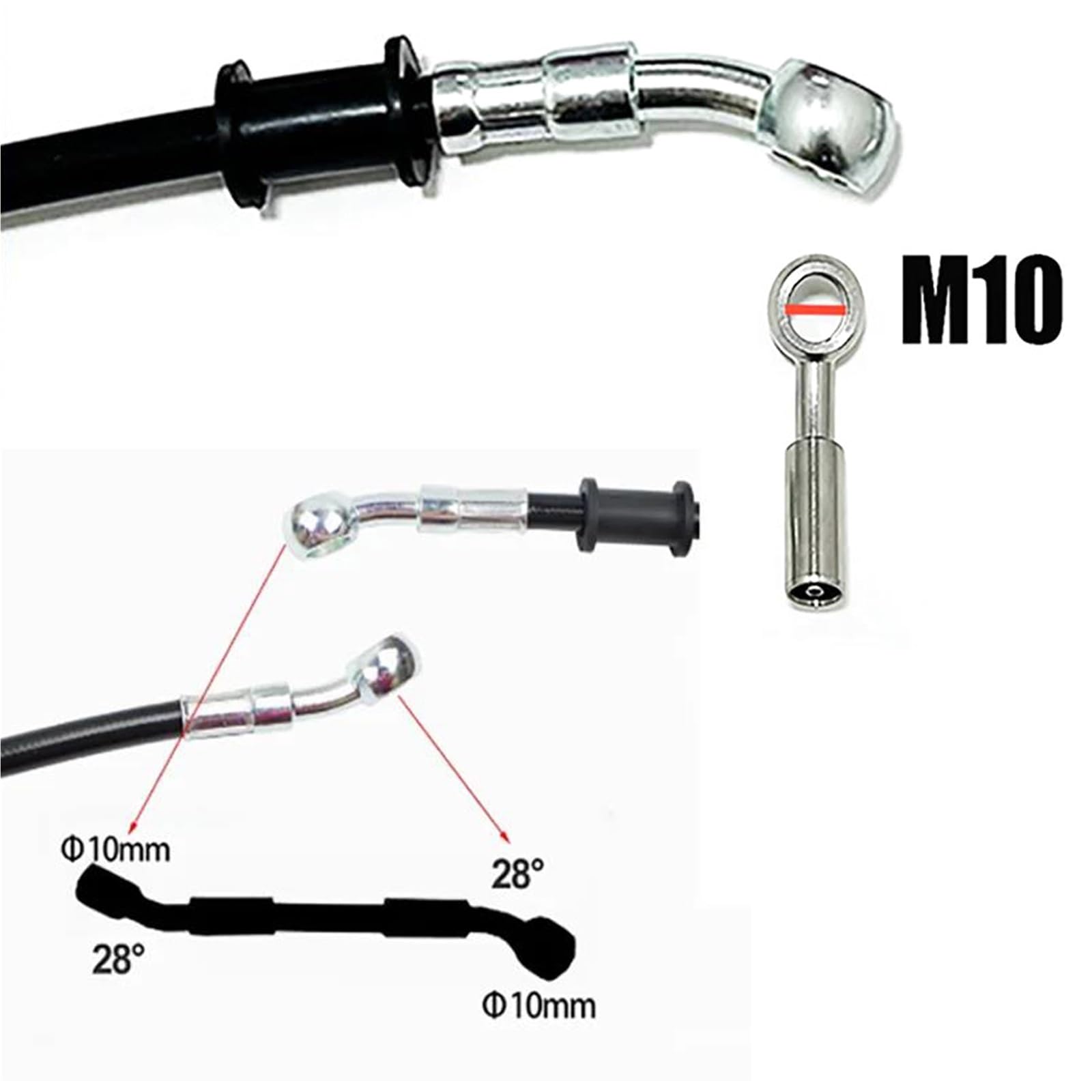 Moto Tubo freno 28°-28° Pompa Freno A Disco Anteriore E Posteriore Per Moto Frizione Tubo Flessibile Olio Idraulico In Acciaio Inossidabile Accessori 40cm-500cm | 330cm
