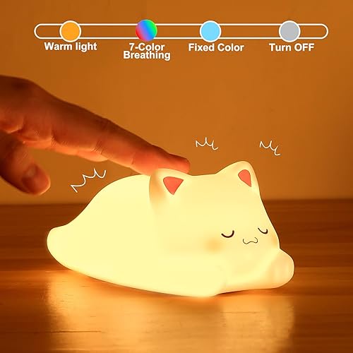 Miniatura 34 de ZKLiLi Luz nocturna, lindas luces de guardería para gatos, lámpara recargable por USB, luz nocturna, regalo de cumpleaños, Navidad, con blanco