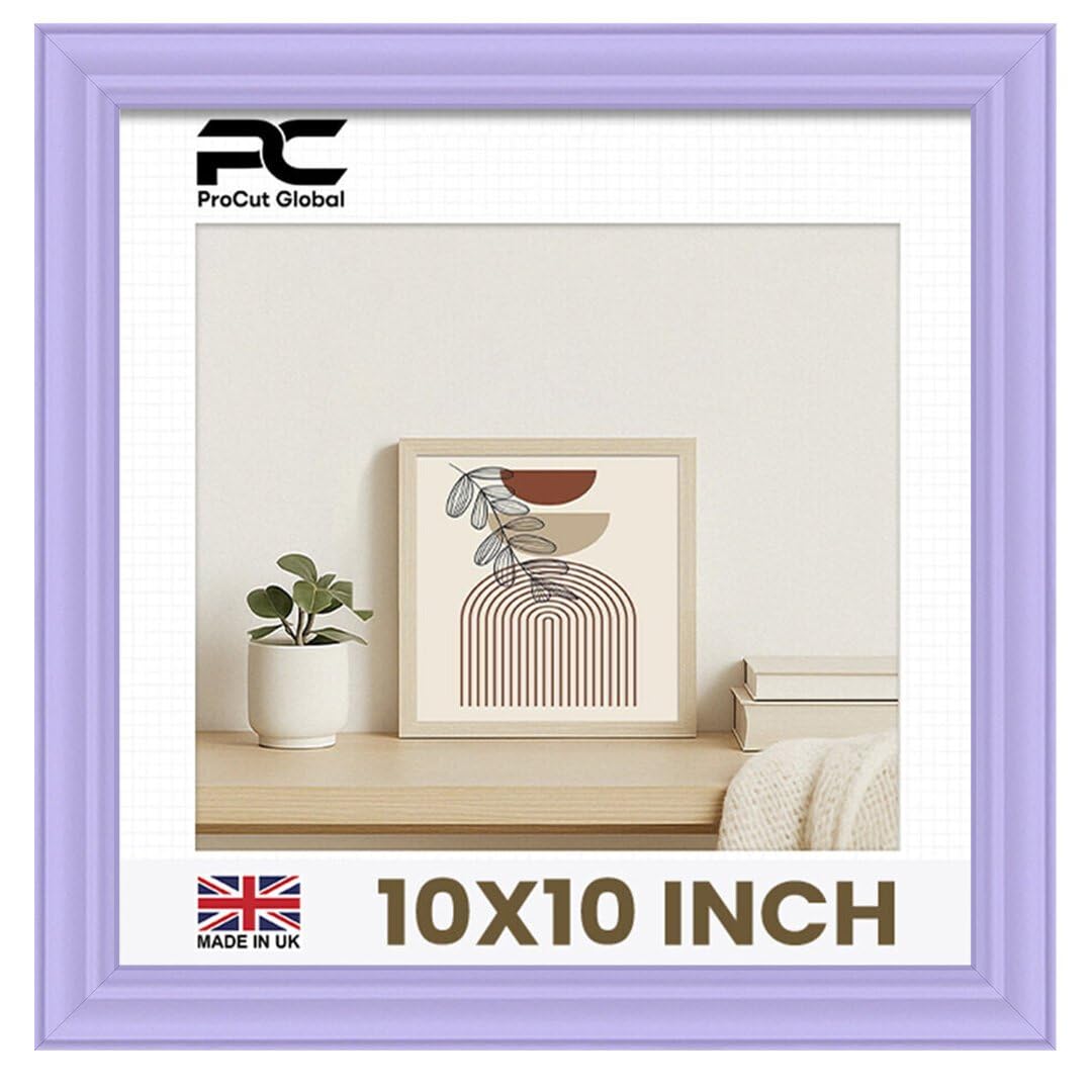 Procut Global 10X10 Purple Picture Frames - Classic Wooden Photo Frame with Shatterproof Perspex for Wall or Tabletop - Perfect for Posters, Certificates & Prints - Sizes & Colors Available
