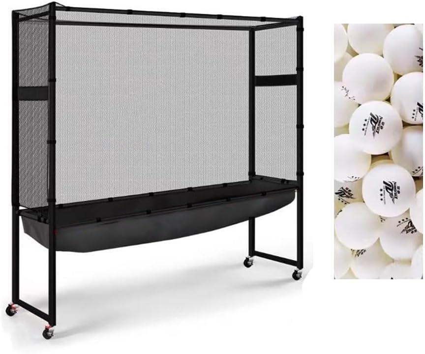 Table Tennis Ball Catch Net Table Tennis Ball Catch Net, Ping Pong Recycle Catcher Equipment Frame-Type Mobile Nets for Family Leisure Entertainment and Training Tool (Color : Black-B, Size