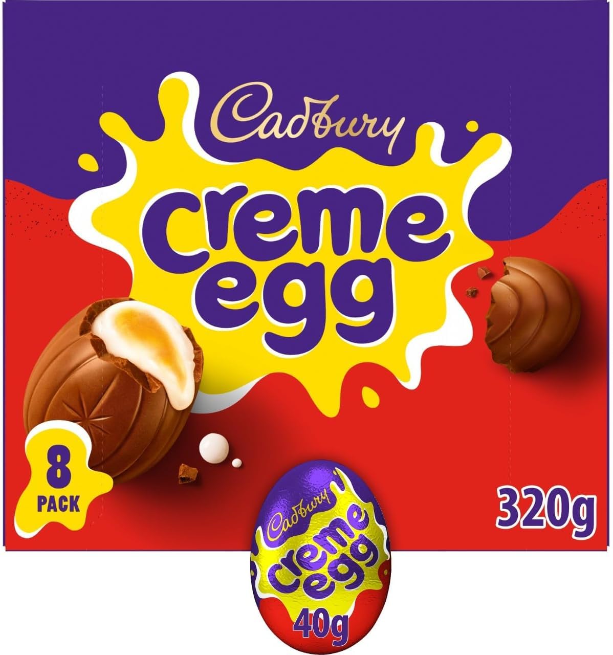 Cadbury Milk Chocolate Crème Eggs, Perfect for Easter Egg Hunts, Includes 8 Crème Eggs, 320 g (Pack of 1)