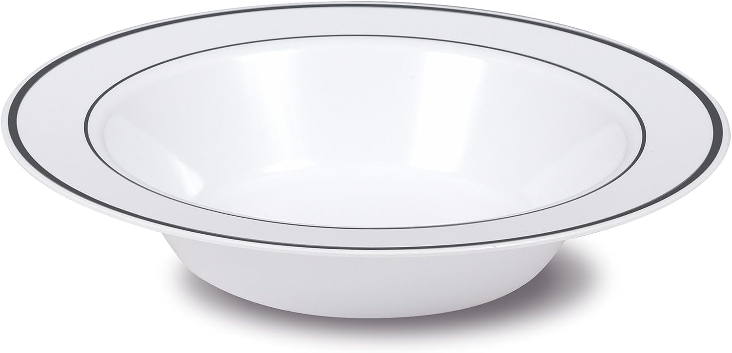 Select Settings [50 COUNT] (12 oz) Silver Rim Plastic Bowls