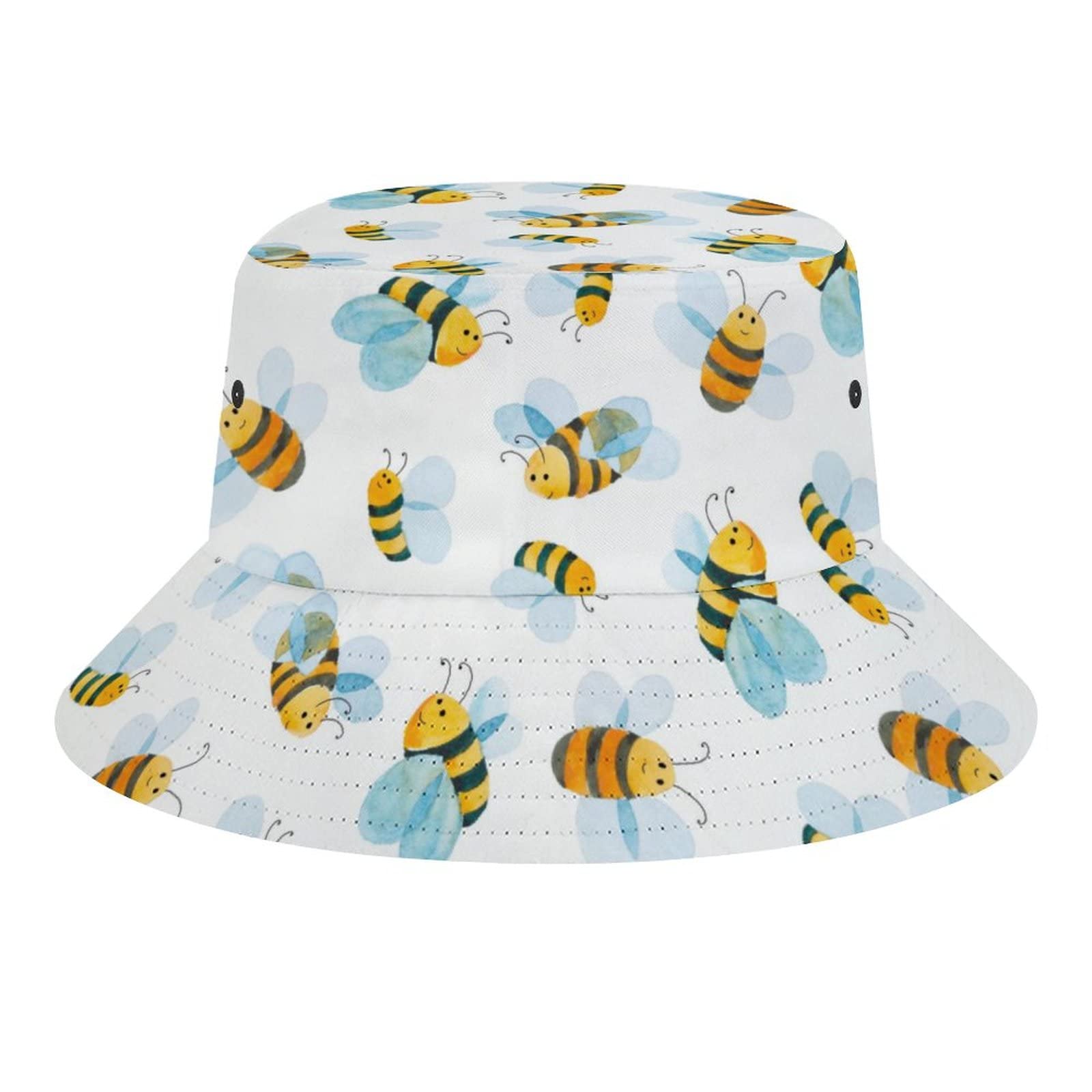 Bee Bucket Hat Unisex Travel Sun Fisherman Hats Summer Beach Outdoor Cap for Women Men