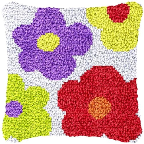 Image of YOOTOM Latch Hook Kits for Adult,DIY Latch Hook Pillow Kits,Crochet Cross-Stitch Embroidery Cushion Making Crafts with with Printed Canvas 17 inchx17 inch