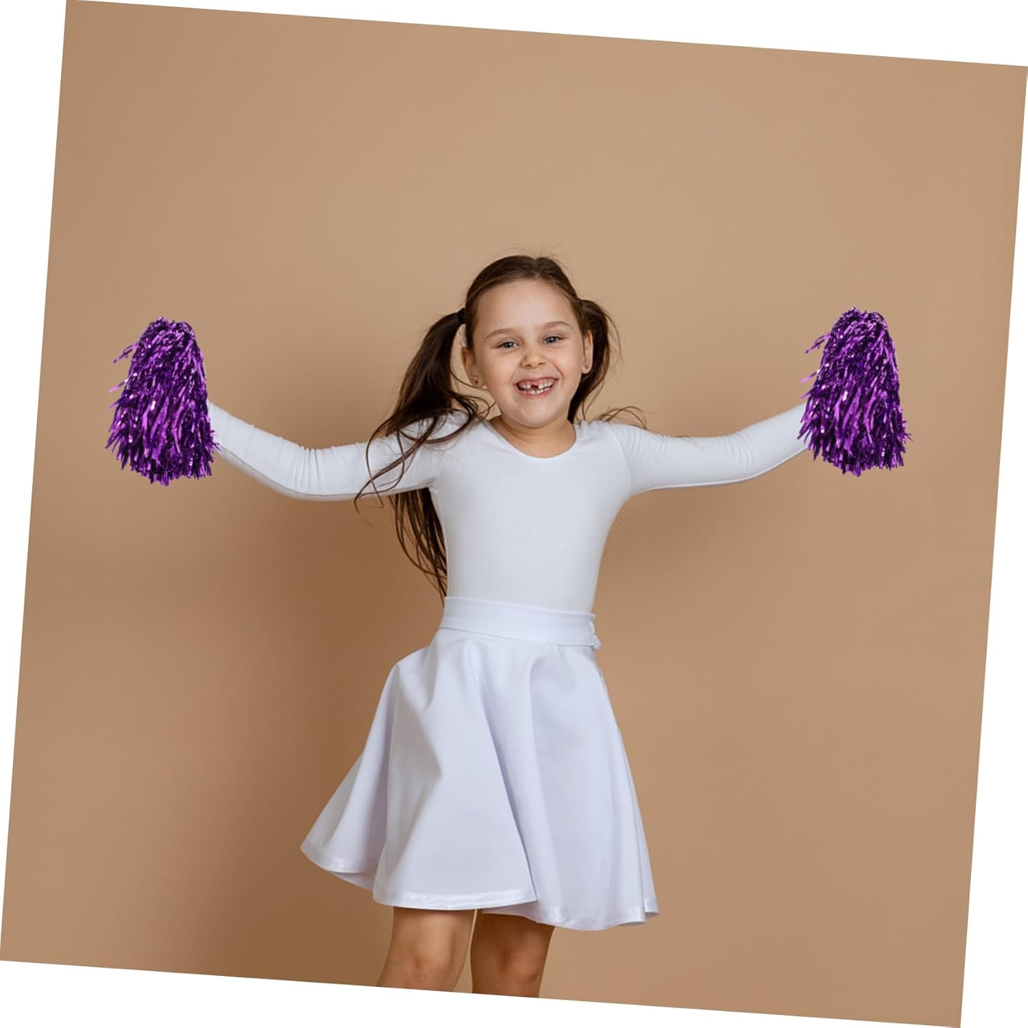 Abaodam 16pcs Cheerleading Pom Poms Handle Metallic Foil Cheering Pompoms for Cheerleaders Dance Teams and Party Accessories for Sports Events and Celebrations