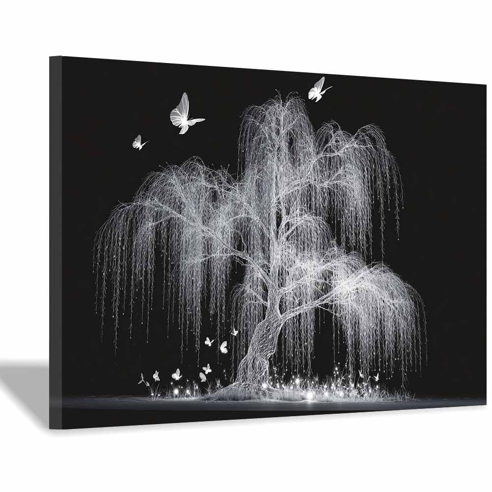 XENIOU Tree Wall Art Blue Tree Oil Art canvas painting wall art, Living Room Bedroom Hallway Stairs Decoration.(Multicolor)-70x100cm Framed