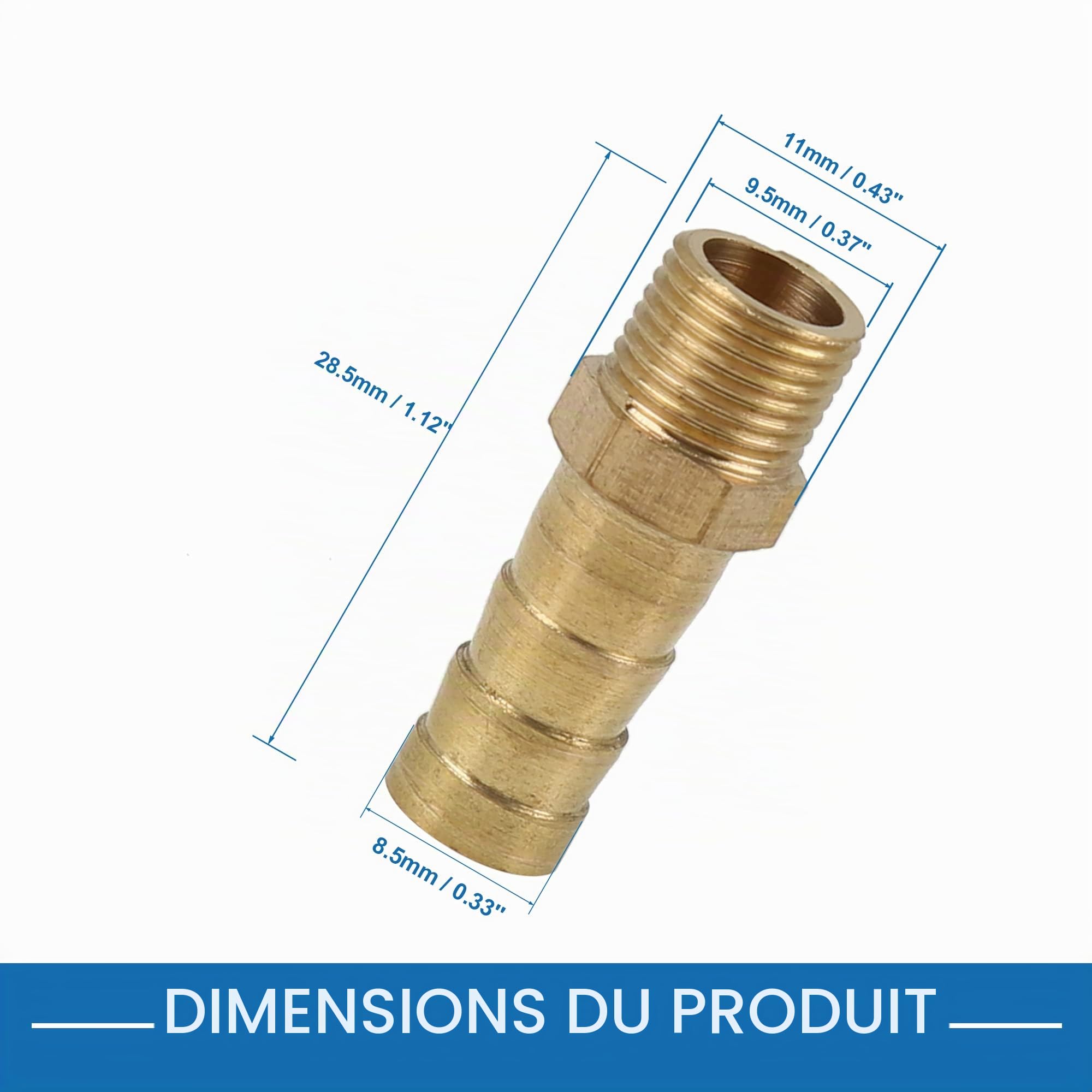 A ABSOPRO Laiton Tuyau Barbillon Raccord 8mm ID x 1/8" NPT Mâle Connecteur (Ensemble de 5)