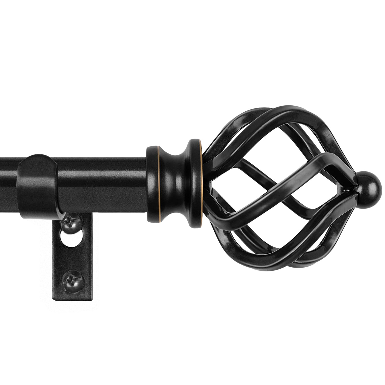 Photo 1 of KAMANINA Black Curtain Rods for Windows 66 to 120 Inch, Long Adjustable Rod