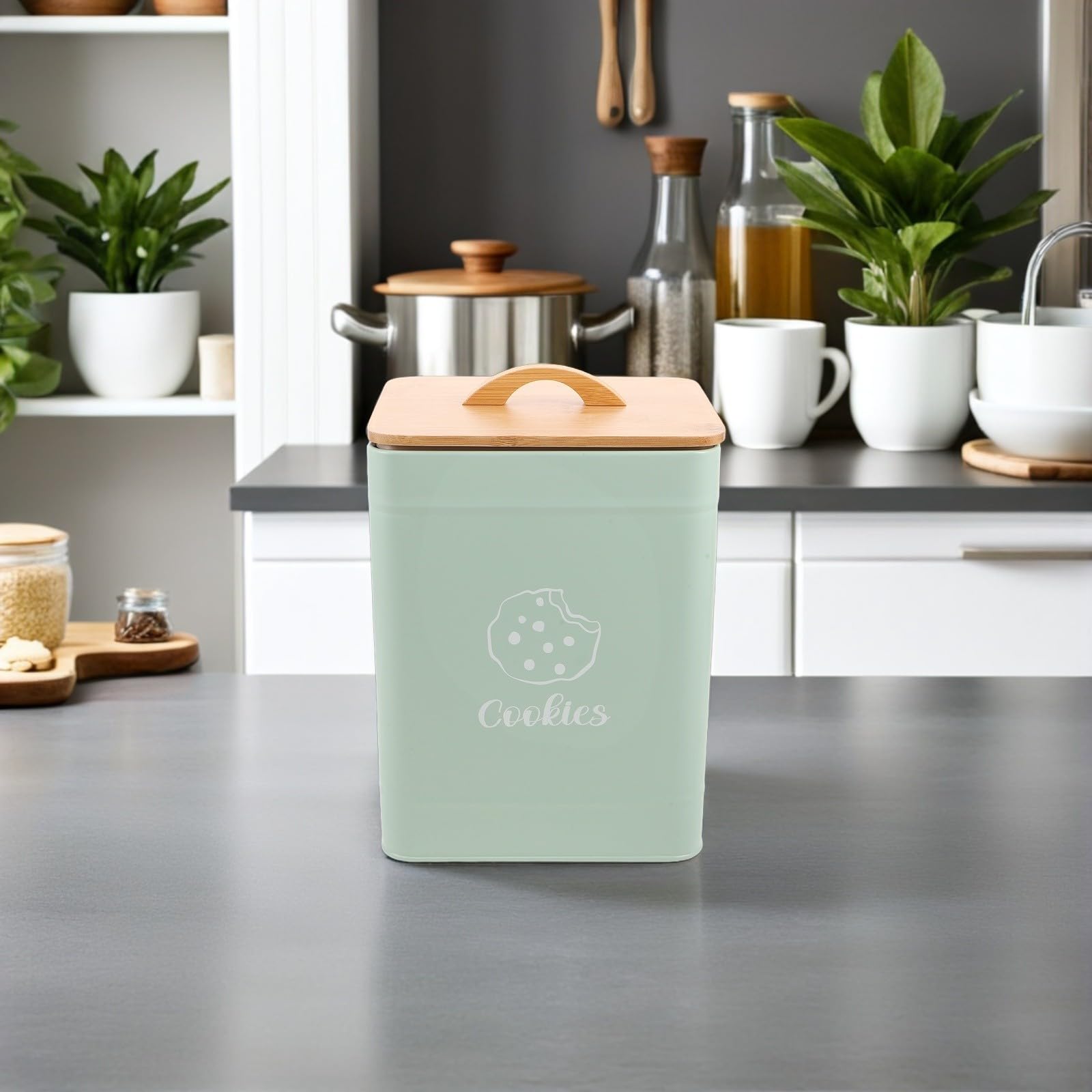 UKCOCO Barattolo per Biscotti con Coperchio Sigillato, Verde Chiaro